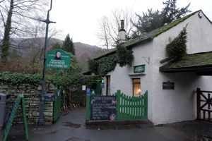 The outside of the shop  at Grasmere Gingerbread in Grasmere