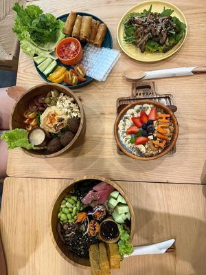Whole table  at Ivegan Supershop Xuan Thuy - Healthy Plant Based Cafe in Ho Chi Minh City
