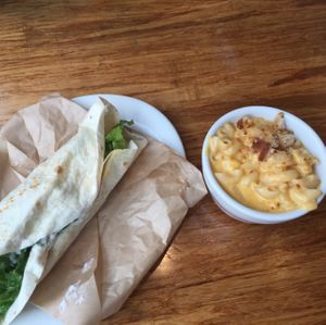 Mac n cheese and buffalo chicken wrap at Veggie Grill in Corte Madera