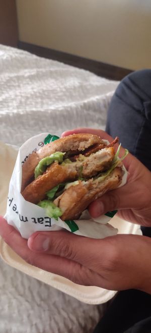 Chicken Burger with bacon added at Veggie Grill in Corte Madera