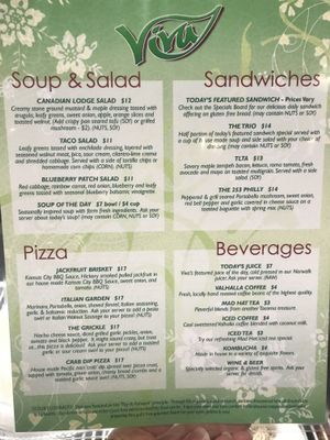 Menu August 2018 at Viva in Tacoma