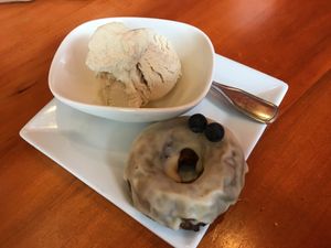 Vanilla Cashew ice cream and baked lemon blueberry donut at Viva in Tacoma