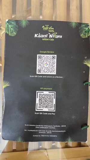 Menu  at Kaani Nilam - Auroville in Viluppuram