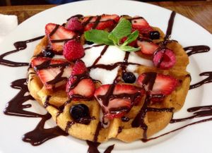 Vegan waffle!!!! at Kind Cuisine in Boise