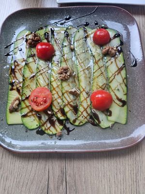Zucchini carpaccio (little bland) at Tipico in Rovinj