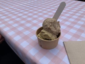Malt vanilla chocolate chip and pistachio    at Marcelo's Ice Cream in South East London
