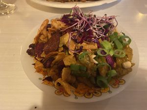 Vegan Indonesian peanut dish: very good. It’s made with kipstuckjes and contains a lot of it (and only a small amount of rice)  at Soepp in Alkmaar