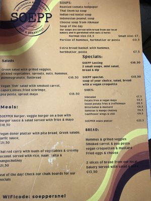 Speisekarte  at Soepp in Alkmaar
