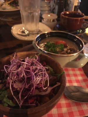 Vegan potato soup and a salad at Soepp in Alkmaar