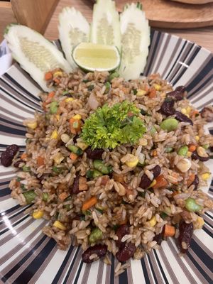 Steaming hot Vegan Fries Rice  at USM - Tasty Samui in Koh Samui