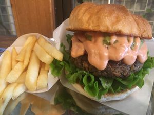 Amazing ripple burger!!  at Ain Soph.Ripple Hiro-o in Tokyo