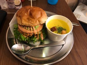 ripple burger at Ain Soph.Ripple Hiro-o in Tokyo