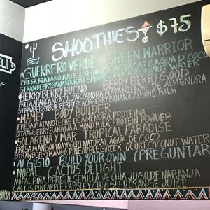 Vegan smoothies at Mercado Santa Carmela in Cabo San Lucas