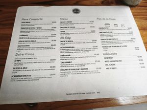 Menu at Bahji 93 in Bogota