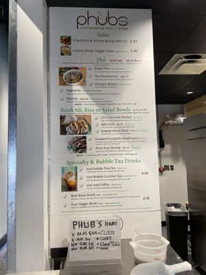 Menu at Phubs in Hanover