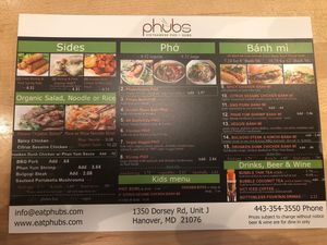 Current menu. at Phubs in Hanover