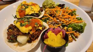 Vegan breakfast tacos at Silver Diner in Arlington