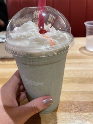 Minty grasshopper shake  at Silver Diner in Arlington