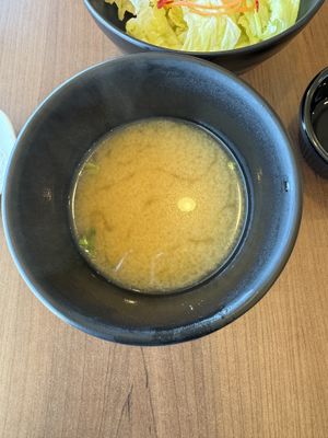 Miso soups made vegan (without bonito flakes)  at BADA SUSHI in Acton