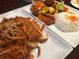 Tofu pad tai and general tso vegan chicken  at Asian Stars in Nepean