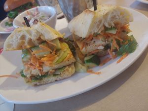Inside of Tofu Bahn Mi Sandwich at Silver Diner in Waldorf