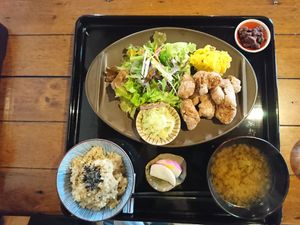 Karaage set! at Vegetable Cafe Sorafune in Kamakura