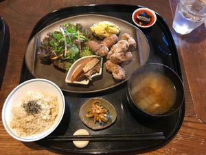 fried soymeat at Vegetable Cafe Sorafune in Kamakura