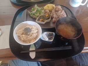 Fried meat plate at Vegetable Cafe Sorafune in Kamakura