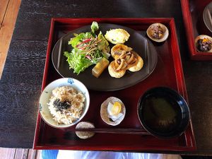Tofu balls set meal at Vegetable Cafe Sorafune in Kamakura