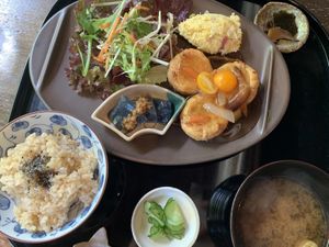 日替わり定食の豆腐の揚げ物 at Vegetable Cafe Sorafune in Kamakura