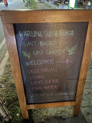 Sign outside   at Warung Suka Suka | Plant-Based Nasi Campur – Kuta Mandalika  in Kuta