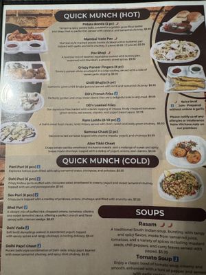 Menu  at Dosa Den in Brampton