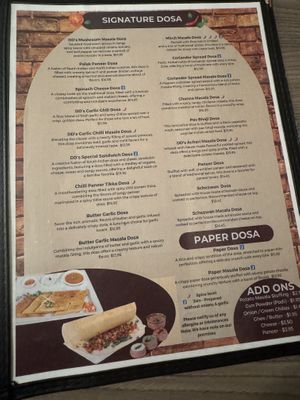 Menu   at Dosa Den in Brampton