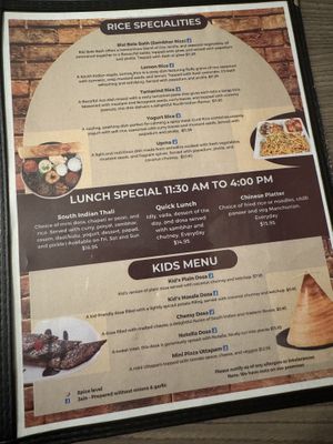 Menu  at Dosa Den in Brampton