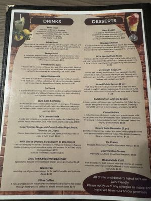 Menu  at Dosa Den in Brampton