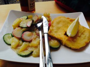 Vegan Celery Schnitzel, great idea! at Die Kleene Aubergine in Berlin