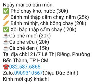 Menu at An Tinh Vegan Food  in Ho Chi Minh City
