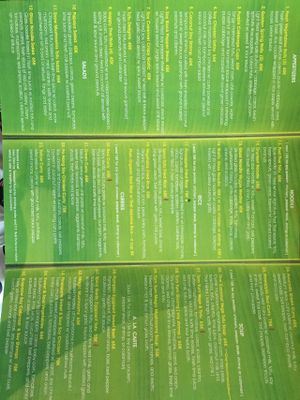 menu at Banana Leaf Vegan Thai Fusion in Canggu