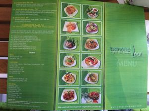 menu at Banana Leaf Vegan Thai Fusion in Canggu