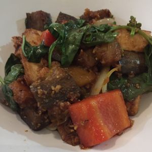 pumpkin eggplant sweet basil   at Banana Leaf Vegan Thai Fusion in Canggu