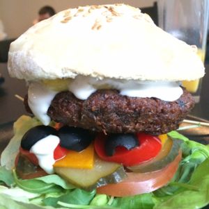 gryczany z grzybami i śliwką at vb veganburgers in Gdansk