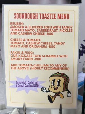 Toasties menu  at Grumpy & Runt in Cape Town