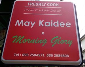The Sign out front
Phone No. at May Kaidee Chiang Mai in Chiang Mai