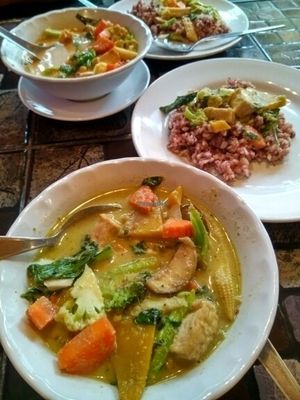 curries with black rice at May Kaidee Chiang Mai in Chiang Mai