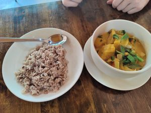 Red curry with rice at May Kaidee Chiang Mai in Chiang Mai