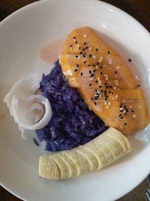 From the cookery class - mango & banana sticky rice at May Kaidee Chiang Mai in Chiang Mai