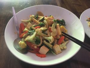 amazing green curry noodles  at May Kaidee Chiang Mai in Chiang Mai