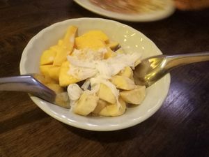 Mango banana and sticky rice at May Kaidee Chiang Mai in Chiang Mai