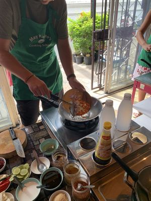 Cooking Class - working on Tom Yam paste at May Kaidee Chiang Mai in Chiang Mai