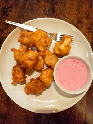 Fried banana in coconut dip at May Kaidee Chiang Mai in Chiang Mai